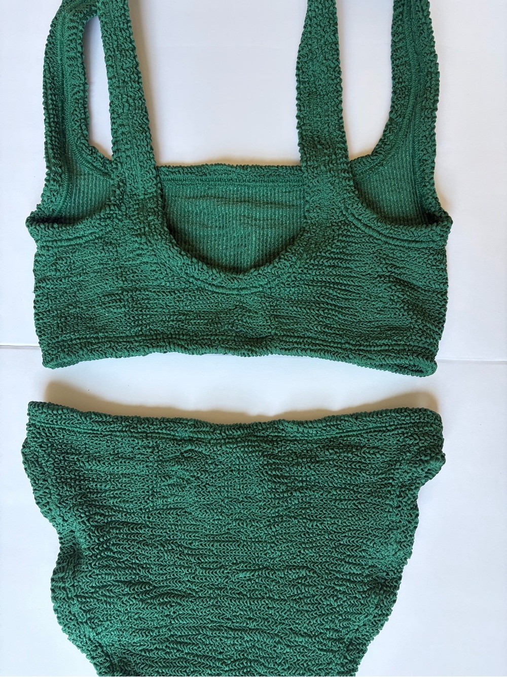 Hunza G London Crinkle Bikini Set One Size Forest Green High Waist Swim - Picture 4 of 4